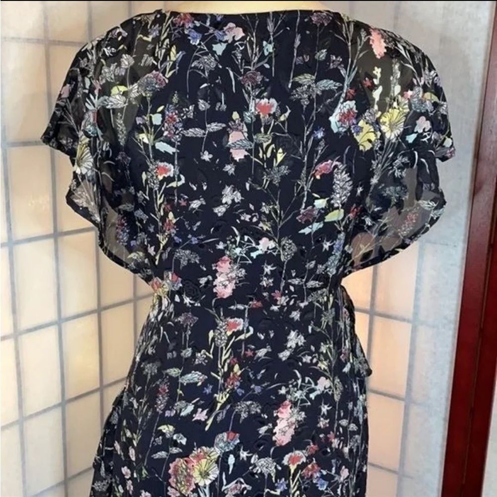 Anthropologie Foxiedox “Carolina” Navy Blue Floral Layered Semi-Sheer Midi (2) - Picture 15 of 16